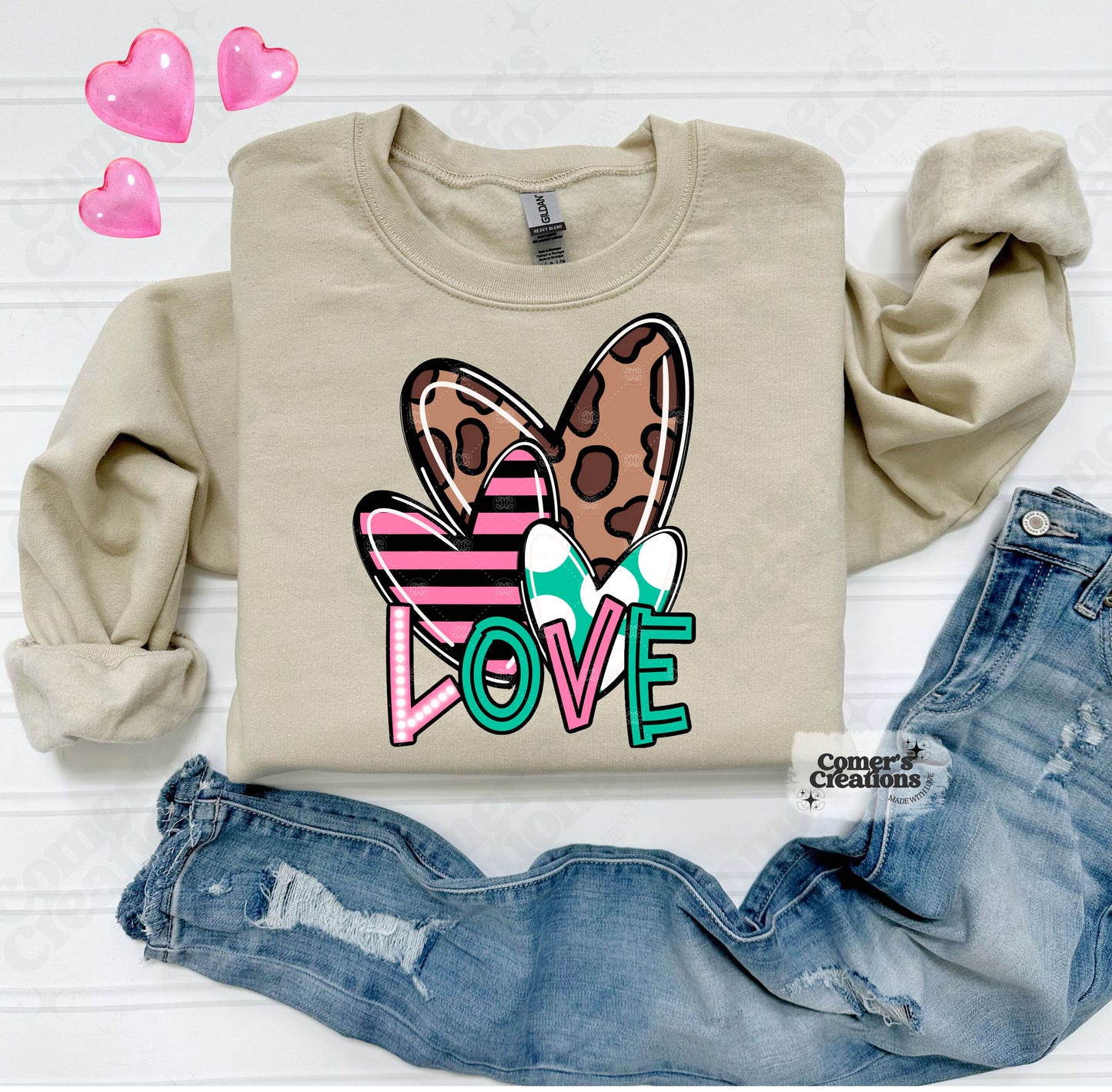Leopard Love Heart Trio