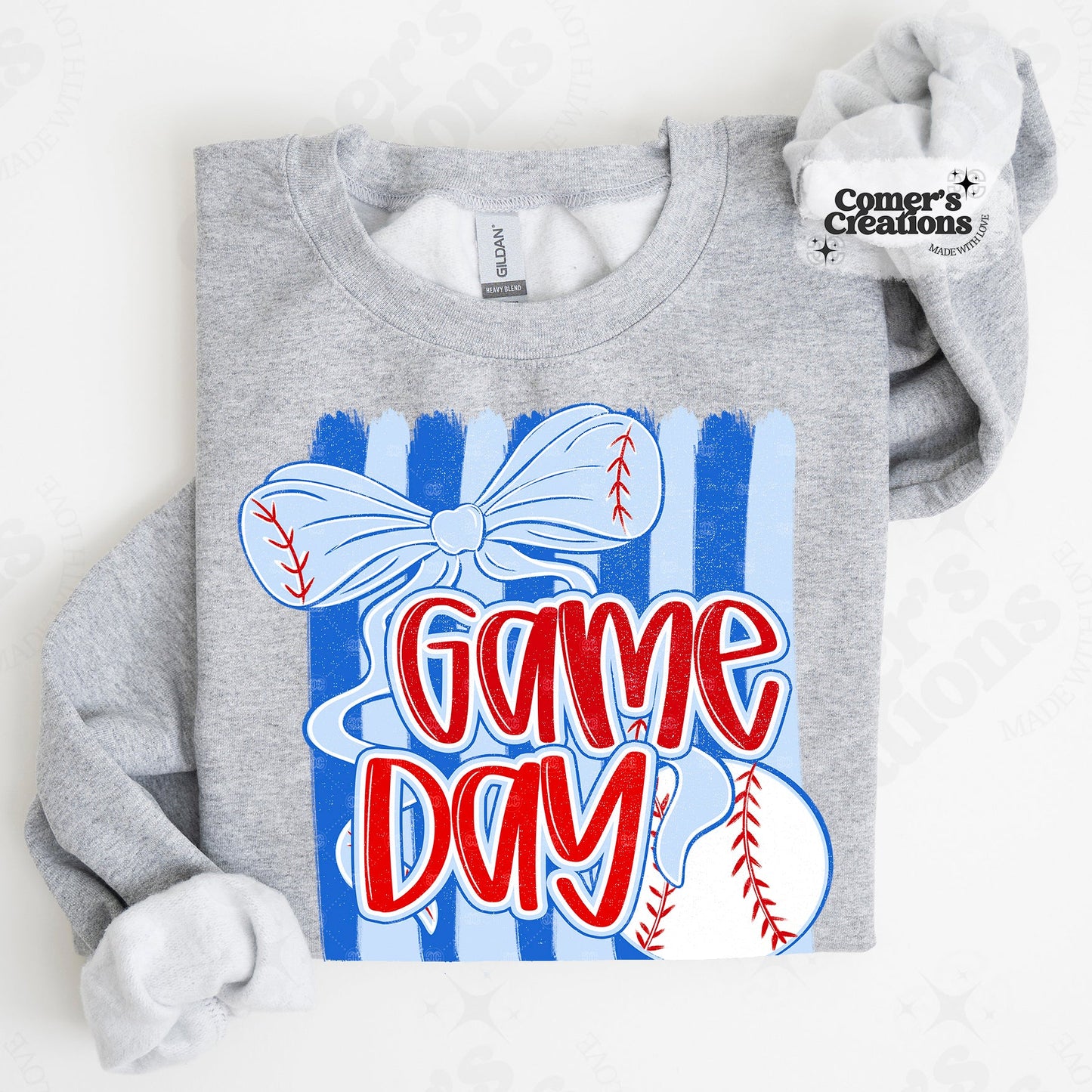 Stripes & Bows Game Day Baseball