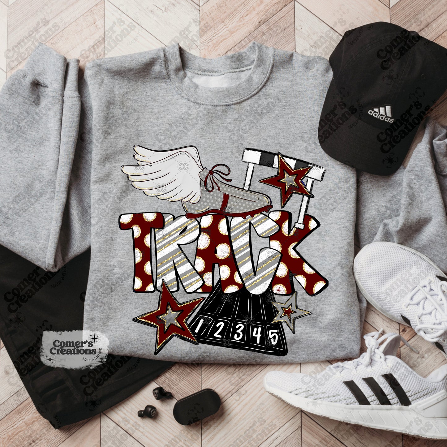 Maroon & Gray Track Doodle