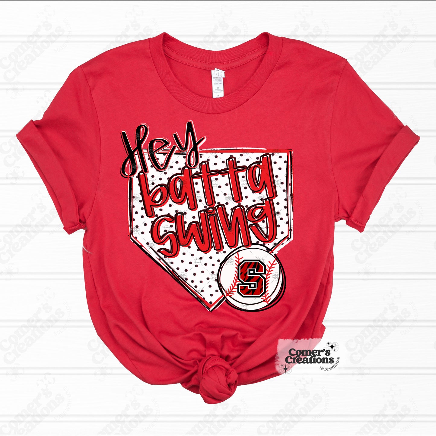 Personalized Red "Hey Batta Swing" Baseball