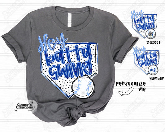 Personalized Blue "Hey Batta Swing" Baseball