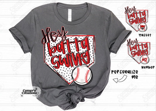 Personalized Red "Hey Batta Swing" Baseball