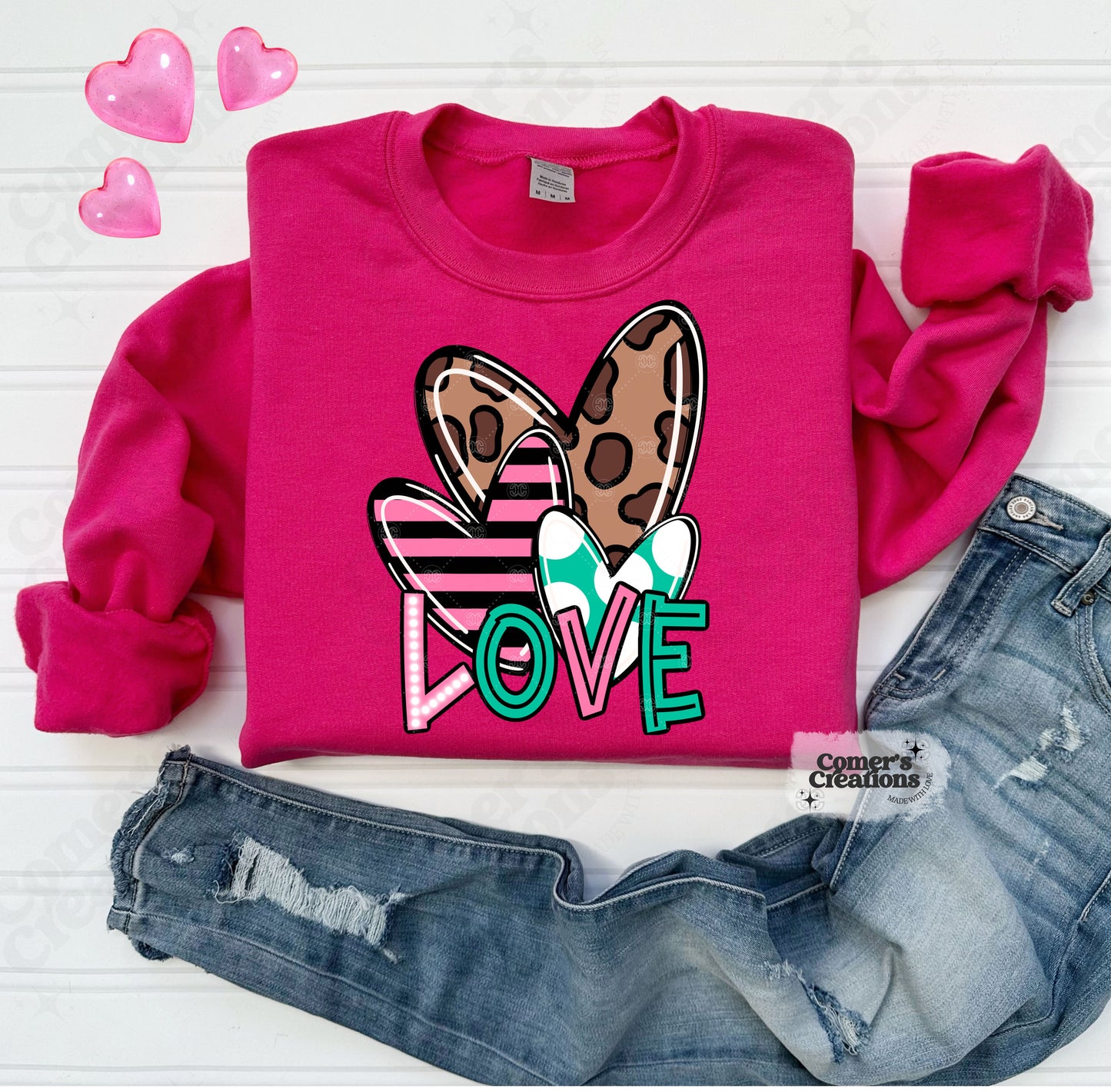 Leopard Love Heart Trio