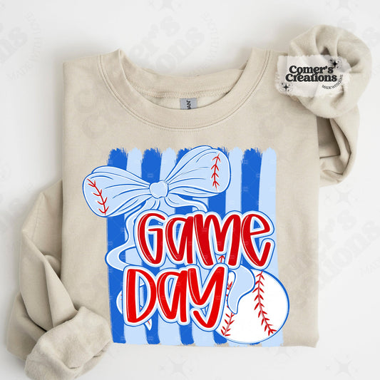 Stripes & Bows Game Day Baseball