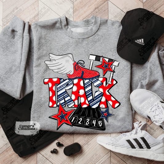 Navy & Red Track Doodle